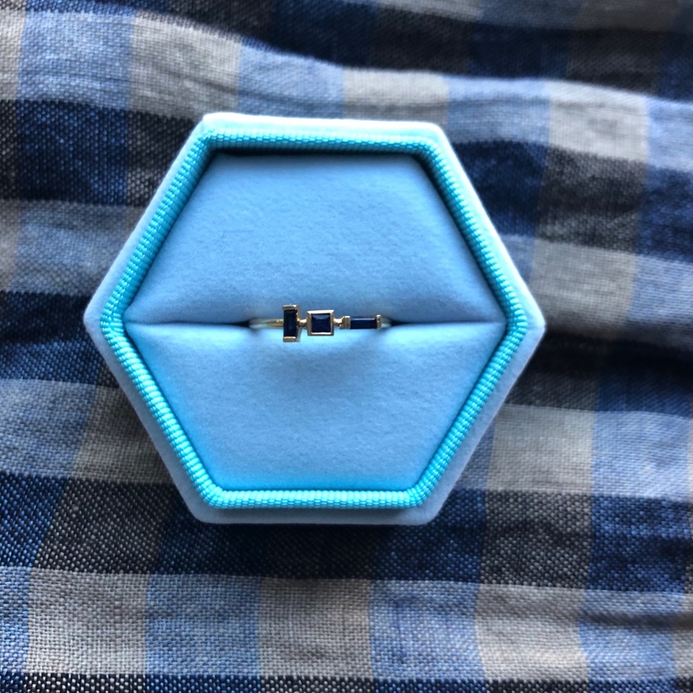 Bayou with Love sapphire and gold ring size 6